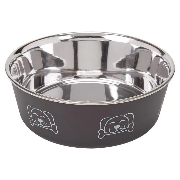 Proselect Espresso Stainless Steel 15 oz Pet Bowl For Dogs (Pack of 6)