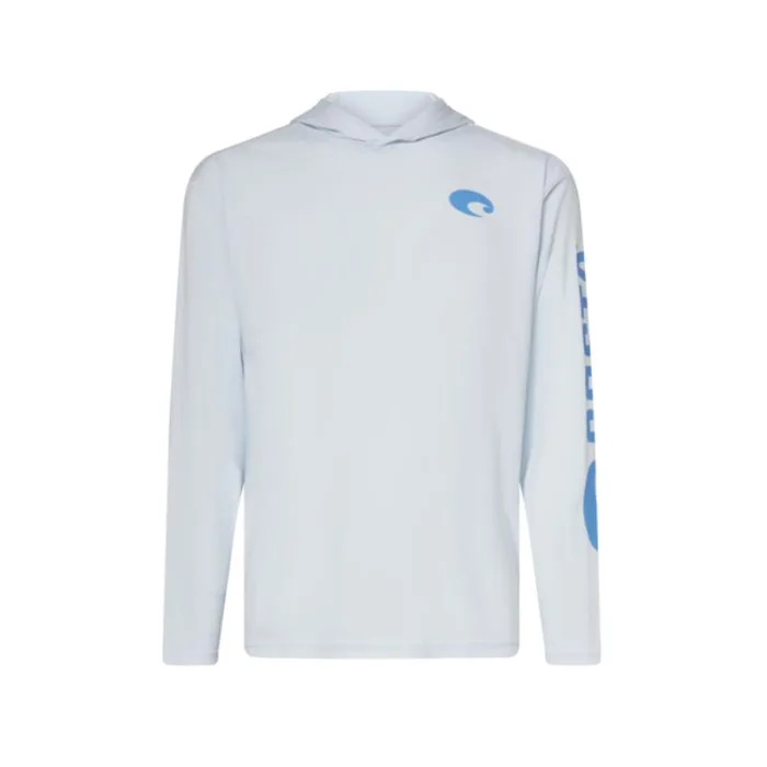 Costa M Long Sleeve Men's Hooded Arctic Blue Technical Hood Tee Shirt