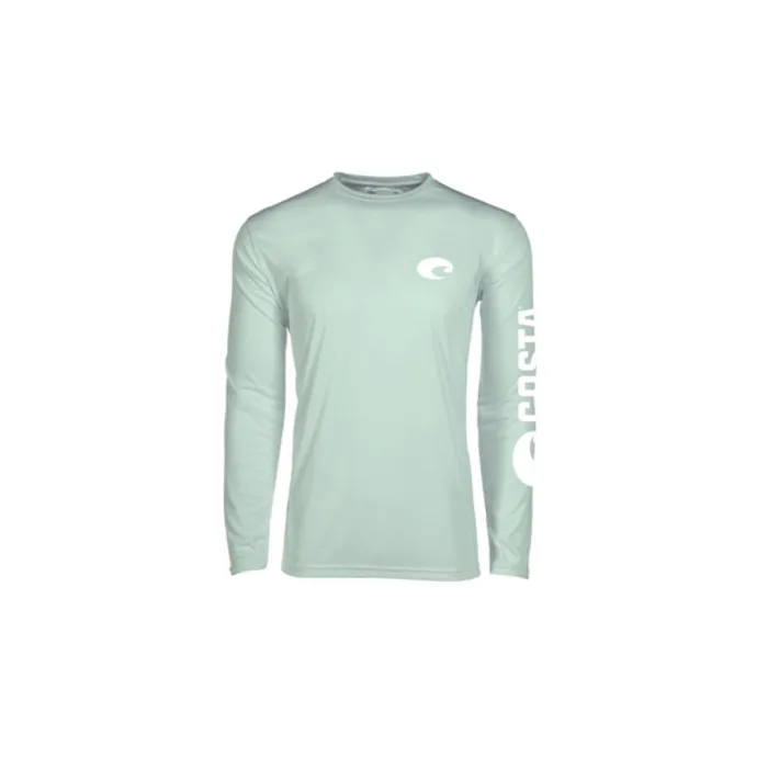 Costa M Long Sleeve Men's Crew Neck Mint Technical Crew Tee Shirt
