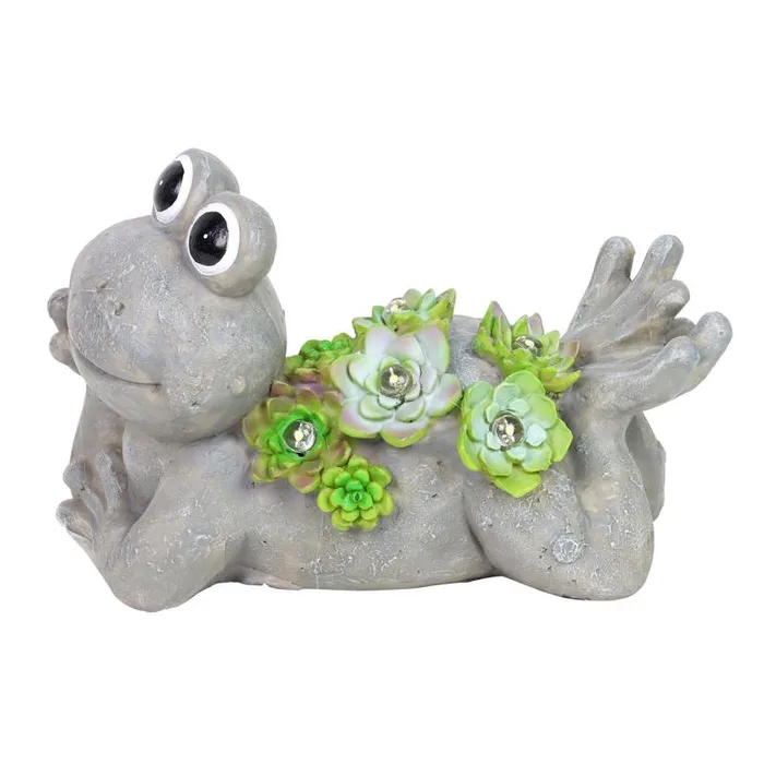 Exhart Assorted Resin 7.5 in. H Frog w/Succulents Statue (Pack of 4)