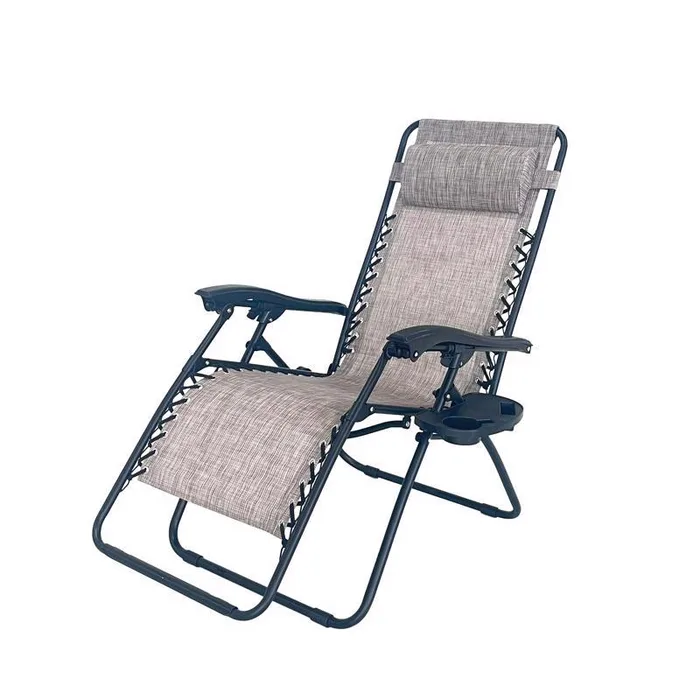 Living Accents Multi-Position Gray Sling Folding Lounger (Pack of 2)