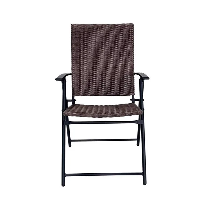 Living Accents Wicker 1-Position Brown Hard Arm Folding Chair (Pack of 6)
