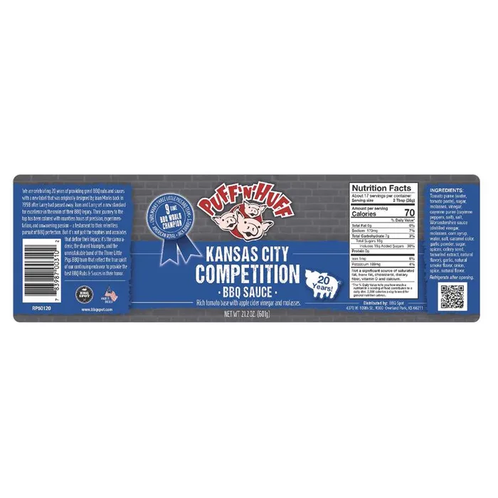 Three Little Pigs Puff N Huff Competition BBQ Sauce 21.2 oz