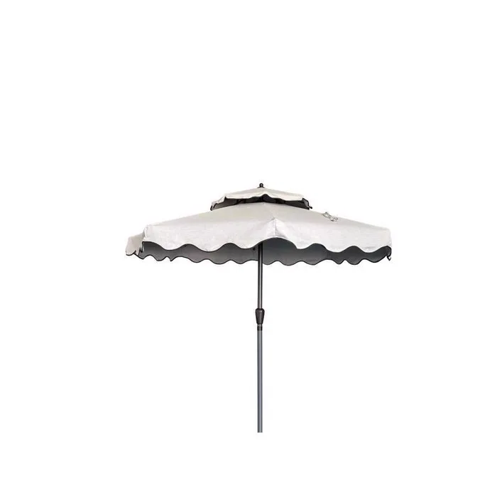 Living Accents Scalloped 9 ft. Tan Patio Umbrella