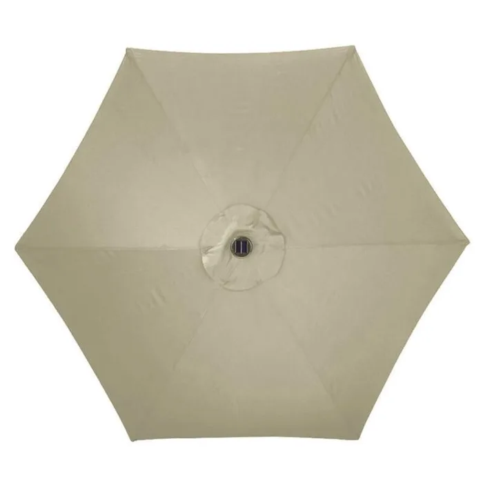 Living Accents Solar LED 9 ft. Tiltable Taupe Market Umbrella