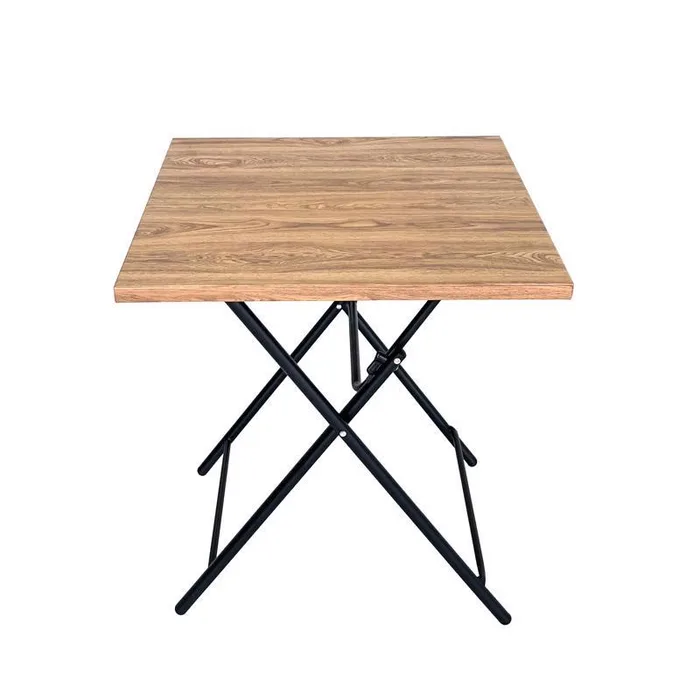 Living Accents Wood Grain Beige Square Metal Folding Side Table