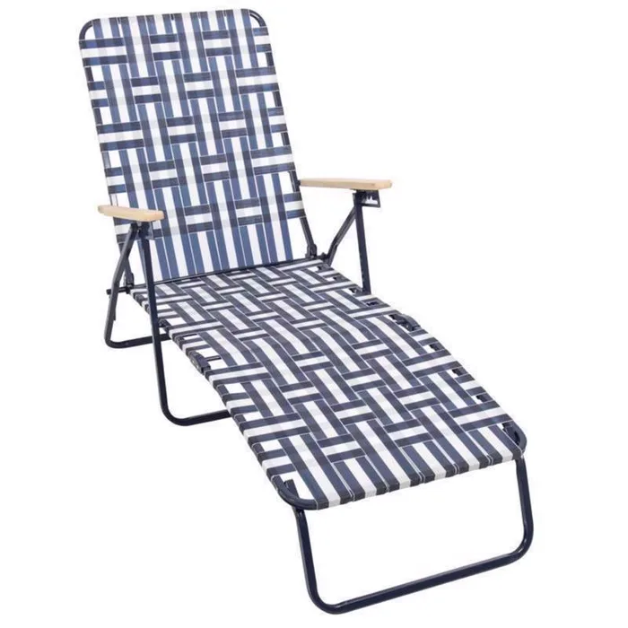 Living Accents Multi-Position Blue/White Striped Folding Lounger (Pack of 4)