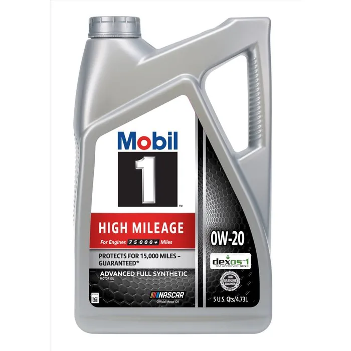 Mobil 1 0W-20 Gasoline High Mileage Motor Oil 5 qt (Pack of 3)