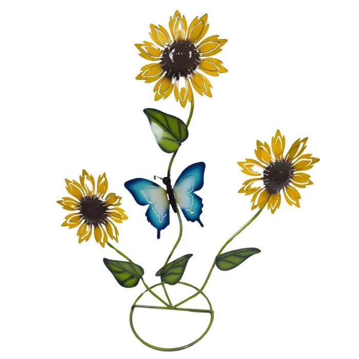 Creative Decor Multicolored Metal 24 in. H Sunflowers/Butterfly Outdoor Decoration (Pack of 2)