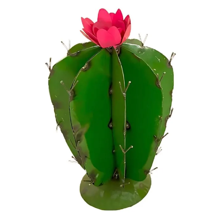 Creative Decor Green/Yellow Metal 16 in. H Skinny Biznaga Outdoor Decoration