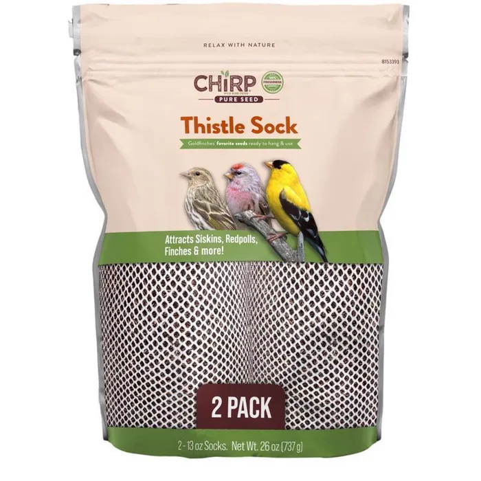Chirp Pure Seed Thistle 2 Pack Thistle Sock Bird Food Feeder 13 oz (Pack of 6)