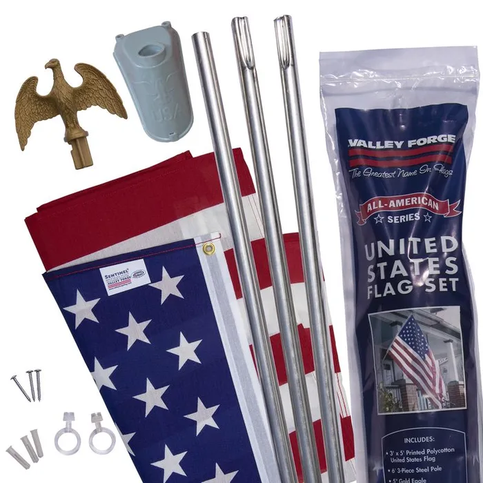 Valley Forge American Flag Kit 36 in. H X 60 in. W
