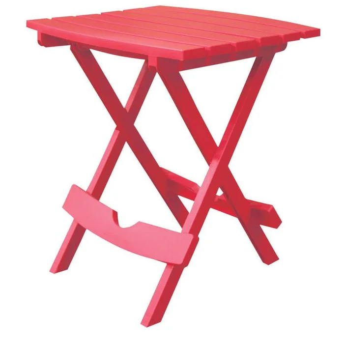 Adams Quik-Fold Cherry Red Rectangular Resin Folding Side Table