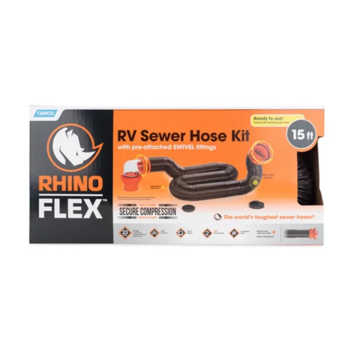 Camco RhinoFLEX RV Sewer Kit With Pre-Attached Fittings 1 pk (Pack of 2)