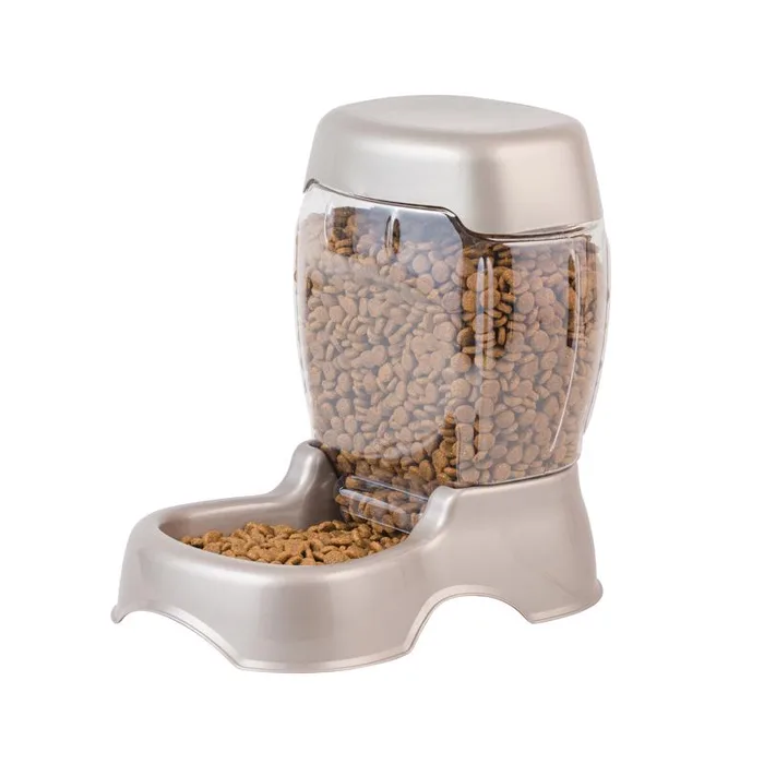 Petmate Pearl Tan Cafe PVC 3 lb Pet Gravity Feeder For All Pets