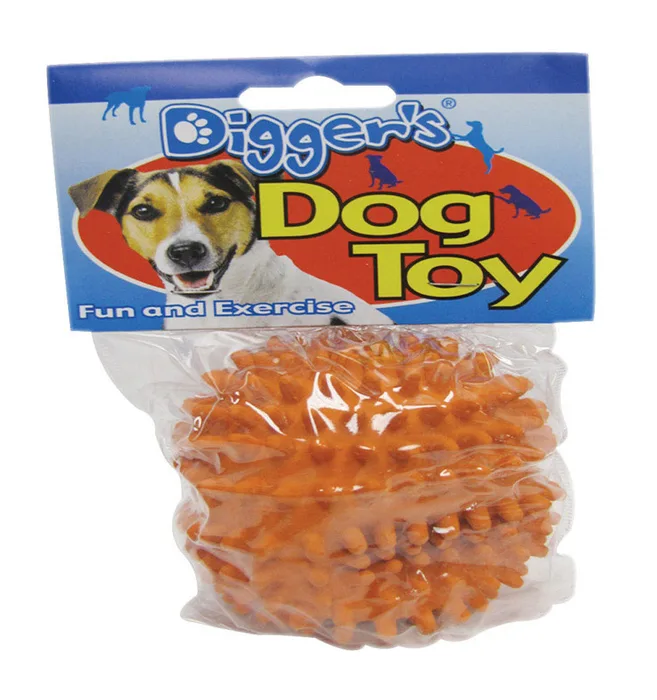 Boss Pet Digger's For Dog Orange Latex Needle Ball Ball Dog Toy Medium 1 pk