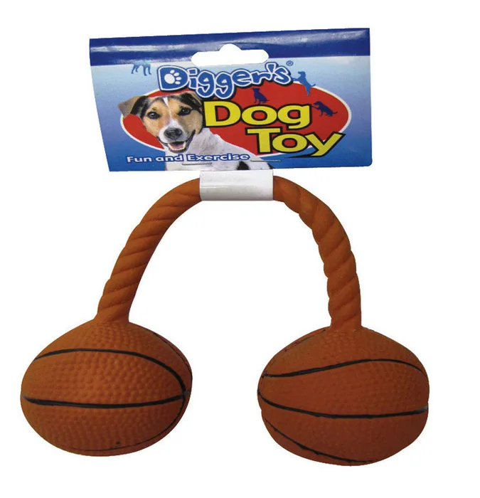 Boss Pet Digger's For Dog Orange Latex Twin Basketball Squeaky Dog Toy Medium 1 pk