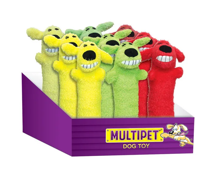 Multipet Loofa For Dog Assorted Plush Squeaker Dog Toy Large 1 pk