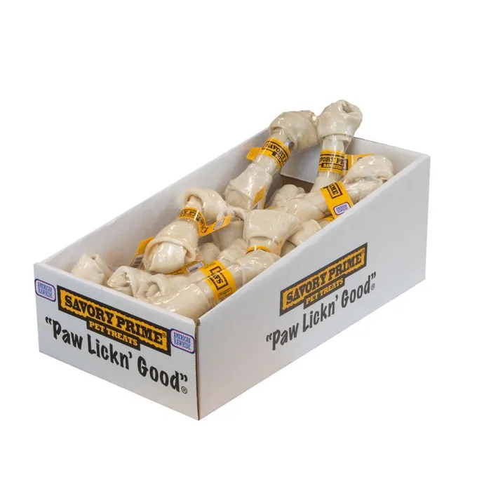 Savory Prime American Supreme Small Adult Knotted Bone Beef Rawhide 6-7 in. L 1 pk (Pack of 24)