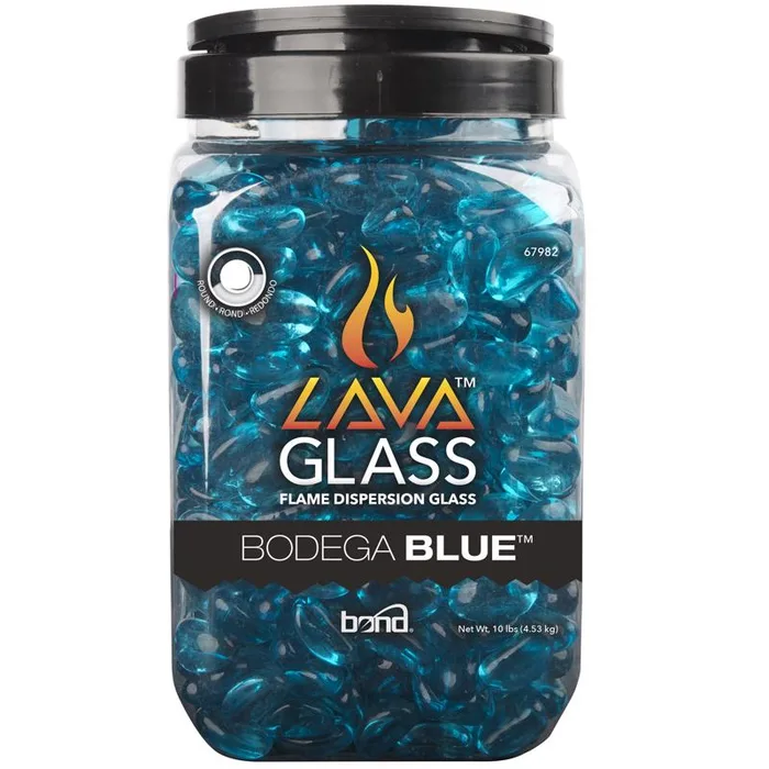 Bond Bodega Blue Gloss Glass Fire Pit Lava Glass