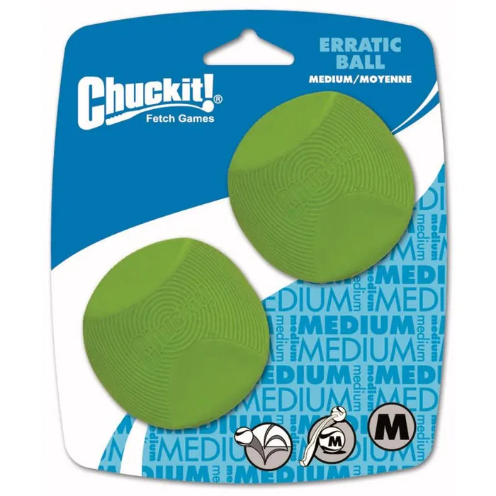 Chuckit! For Dog Green Rubber Erratic Bounce Bounce Ball Medium 2 pk