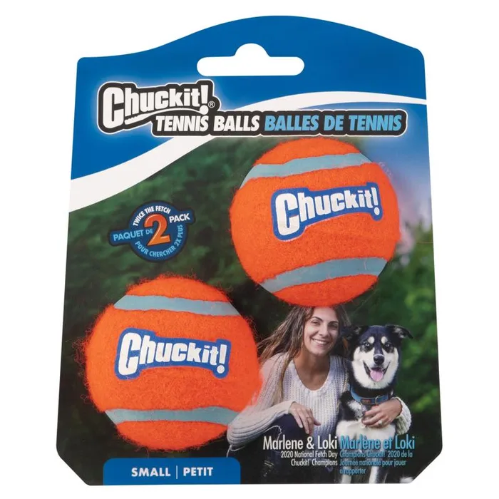 Chuckit! For Dog Multicolored Rubber Ball Launcher Tennis Balls Small 2 pk