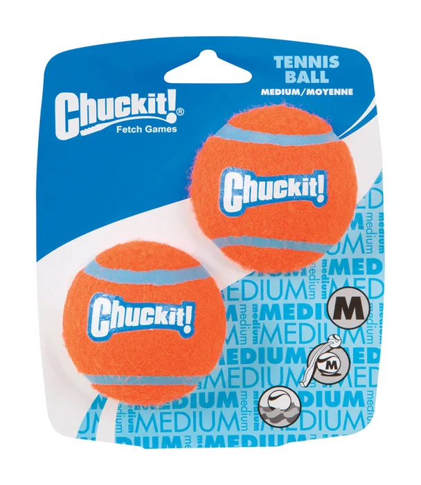 Chuckit! For Dog Blue/Orange Rubber Ball Launcher Tennis Balls Medium 2 pk
