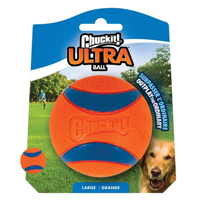 Chuckit! Ultra Ball For Dog Blue/Orange Rubber Fetch Ball Dog Toy Large 1 pk