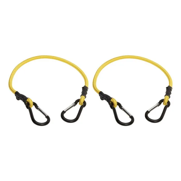Keeper Yellow Carabiner Style Bungee Cord 24 in. L X 0.315 in. 2 pk