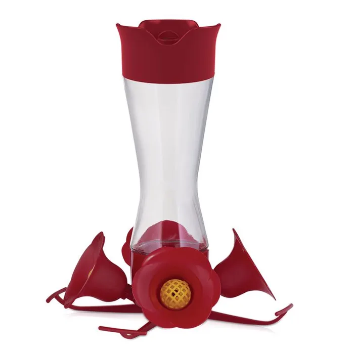Perky-Pet Hummingbird 8 oz Glass/Plastic Pinch-Waist Nectar Bird Feeder 4 ports (Pack of 2)