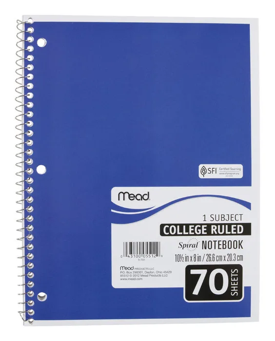 Mead 8 in. W X 10-1/2 in. L College Ruled Spiral Assorted Notebook (Pack of 24)