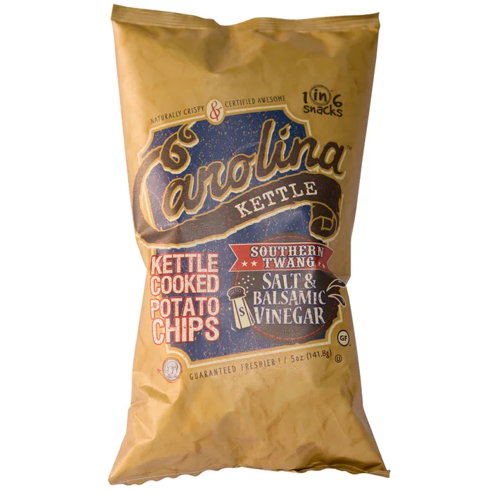 1 in 6 Snacks Carolina Salt & Balsamic Vinegar Potato Chips 5 oz Bagged (Pack of 14)