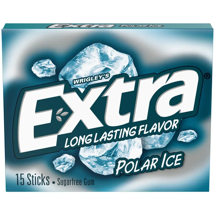 Wrigley's Extra Sugar Free Polar Ice Chewing Gum 15 pc 0.11 oz (Pack of 10)