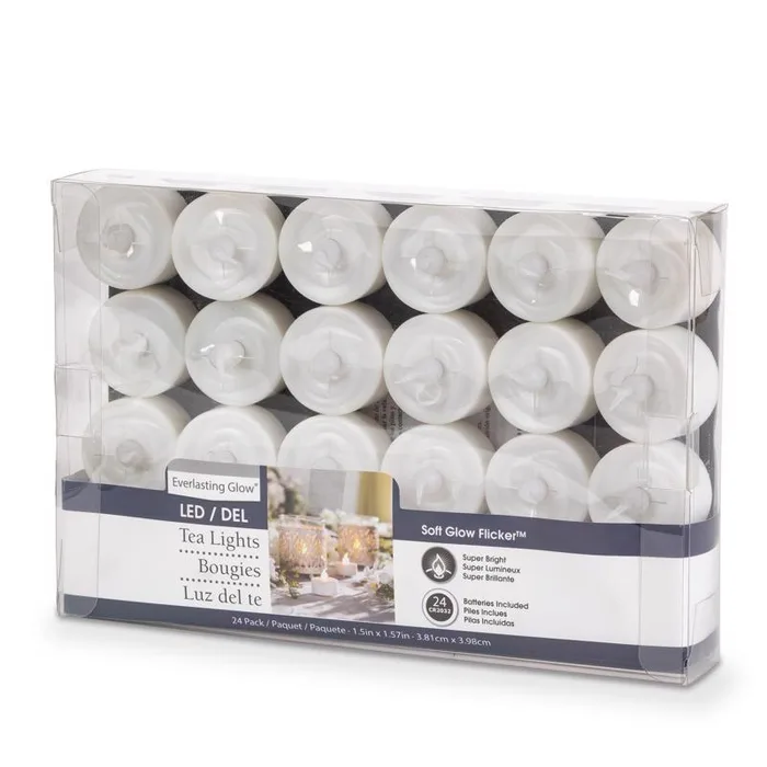 Gerson Everlasting Glow White Unscented Scent Tealight Flameless Flickering Candle