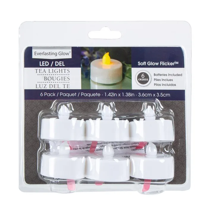 Gerson Everlasting Glow White No Scent Tealight Flameless Flickering Candle
