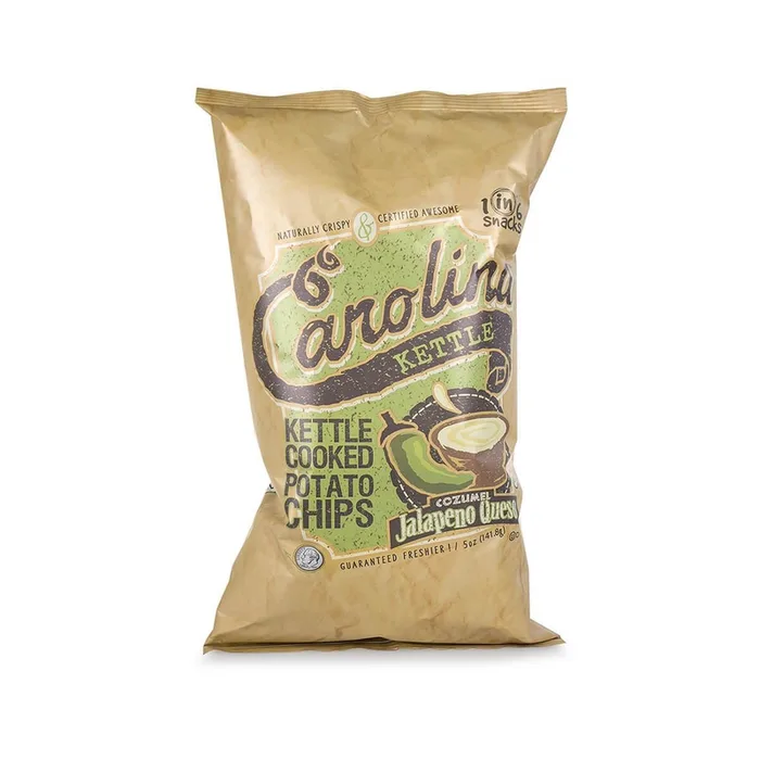 1 in 6 Snacks Carolina Jalapeno Queso Kettle Cooked Potato Chips 5 oz Bagged (Pack of 14)