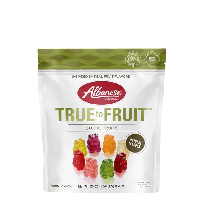 Albanese True to Fruit-Exotic Fruits Assorted Gummi Bears 25 oz (Pack of 4)