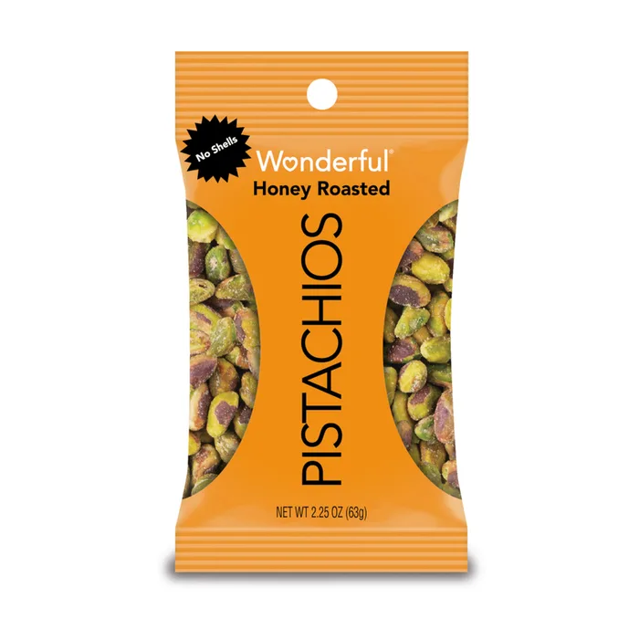 Wonderful Honey Roasted Pistachios 2.25 oz Bagged (Pack of 8)
