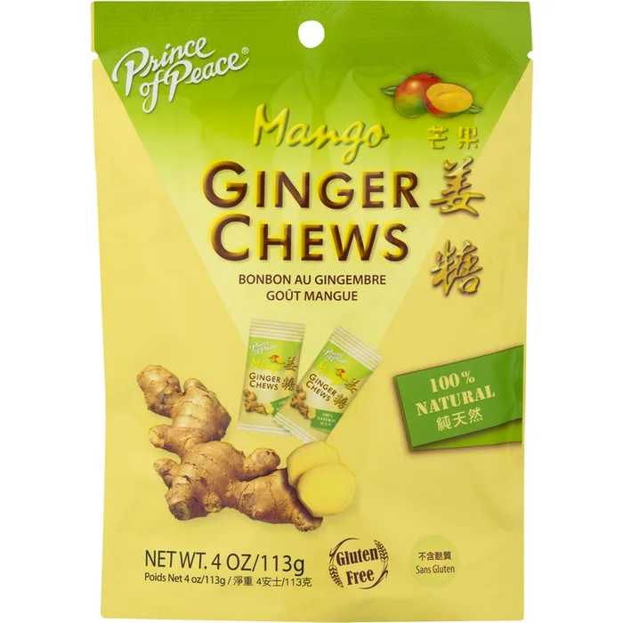 Prince of Peace Mango and Ginger Chews 4 oz (Pack of 12)