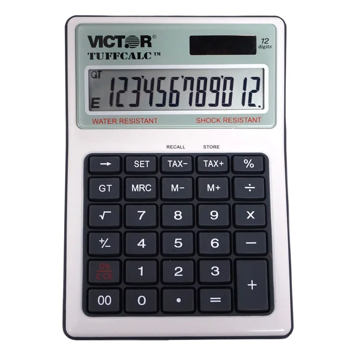 Victor Tuffcalc Silver 12 digit Solar Powered Deluxe Desktop Calculator