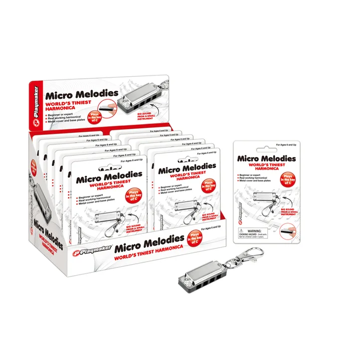 Playmaker Toys Micro Melodies Tiniest Harmonica Key Chain Metal 1 pc (Pack of 12)