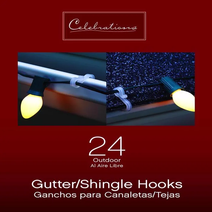Celebrations Christmas Light Gutter/Shingle Hook Outdoor Light Clip 24 pc