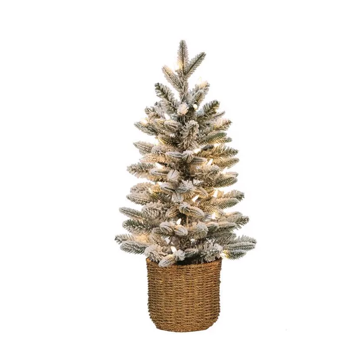 Celebrations 2 ft. Full LED 35 ct Flocked Christmas Tree (Pack of 4)