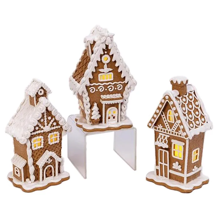Gerson LED Brown/White Lighted Gingerbread Table Decor 7 in. (Pack of 3)