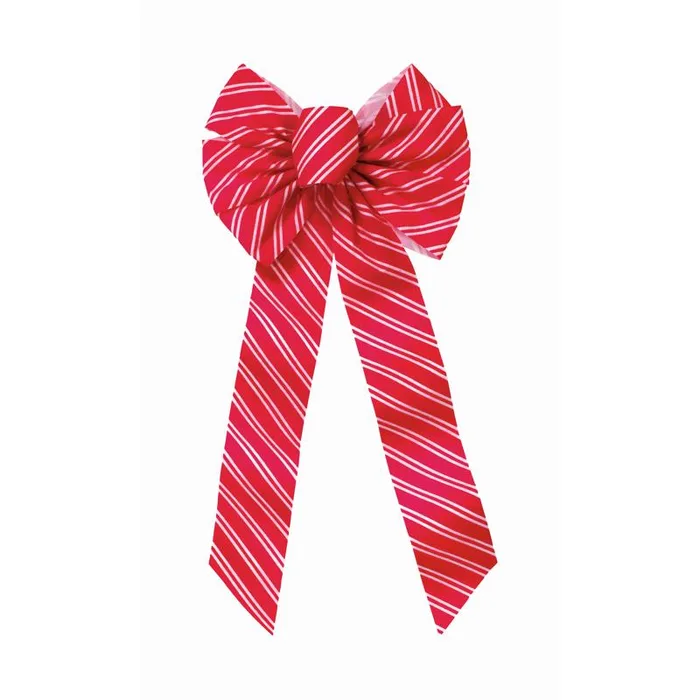 Holiday Trims Red/White Striped Christmas Bow 26 in. (Pack of 12)