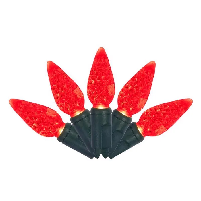 Celebrations Platinum LED C6 Red 50 ct String Christmas Lights 25 ft.