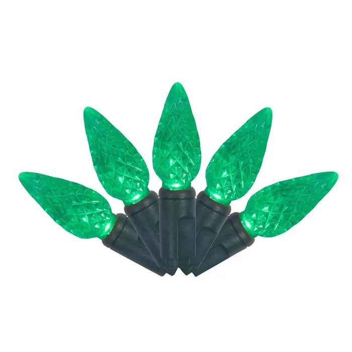 Celebrations Platinum LED C6 Green 50 ct String Christmas Lights 25 ft.