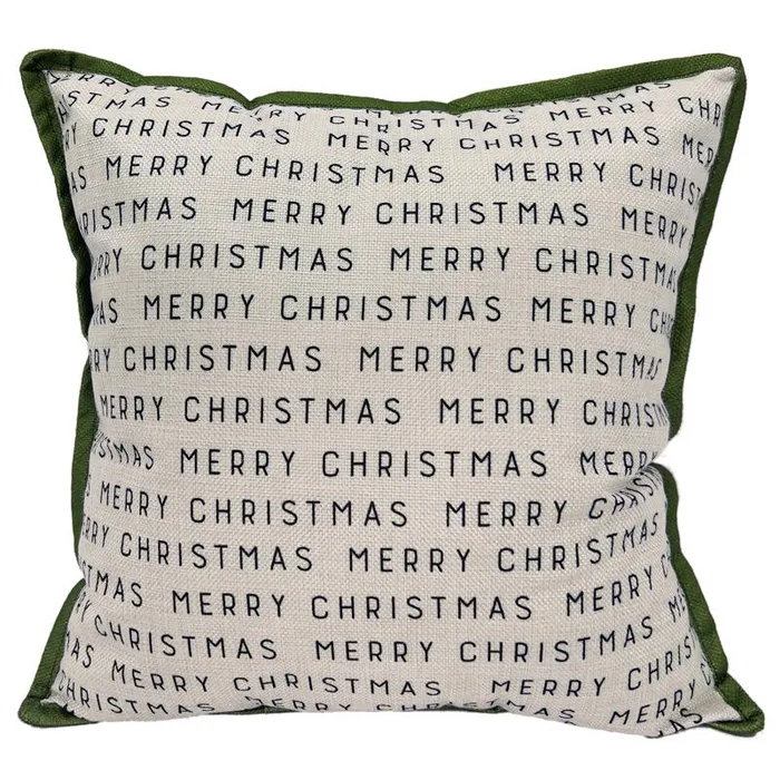 Celebrations Home Green/White Winter Woodland Merry Christmas Pillow 5 in. (Pack of 12)