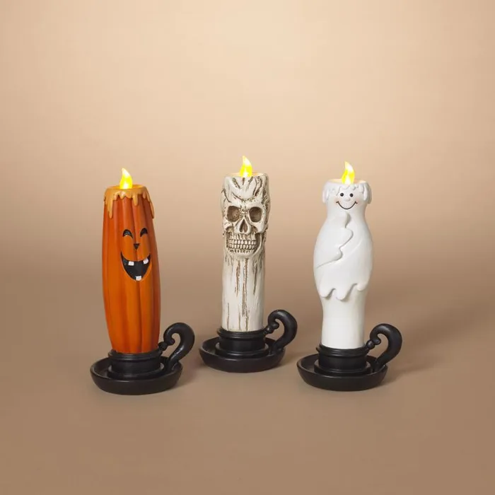 Celebrations 8 in. Ghost, Skull, Pumpkin Candle Halloween Decor (Pack of 24)