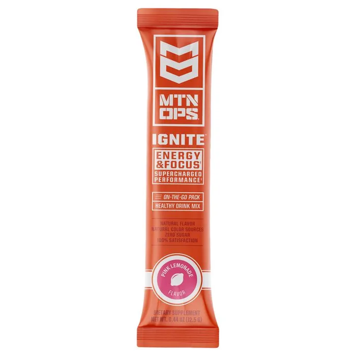 MTN OPS Ignite Pink Lemonade Energy Drink Mix (Pack of 12)